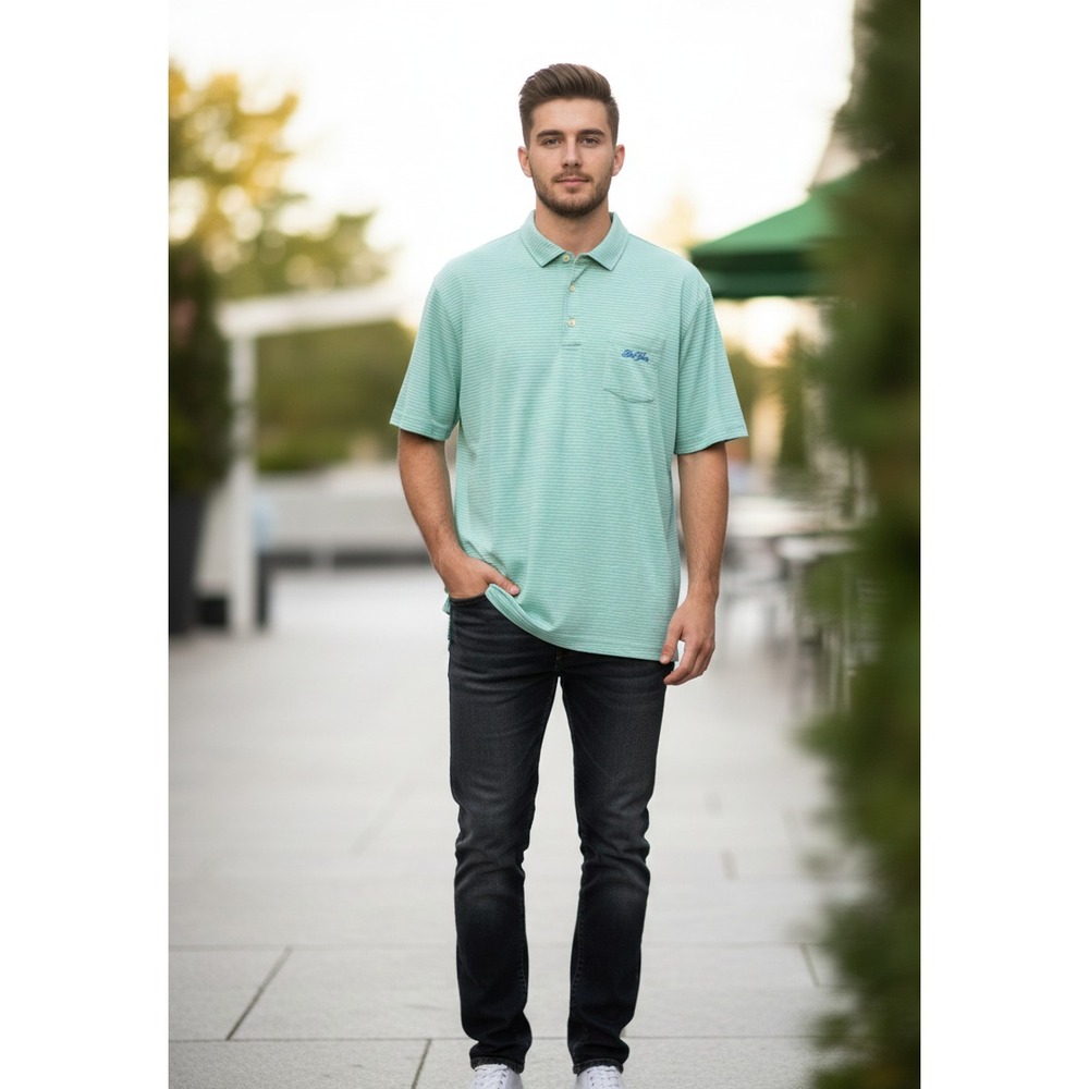 Peter Millar‎ Seaside Wash Polo Shirt Mens 2XL Seafoam Green Cotton Striped Golf